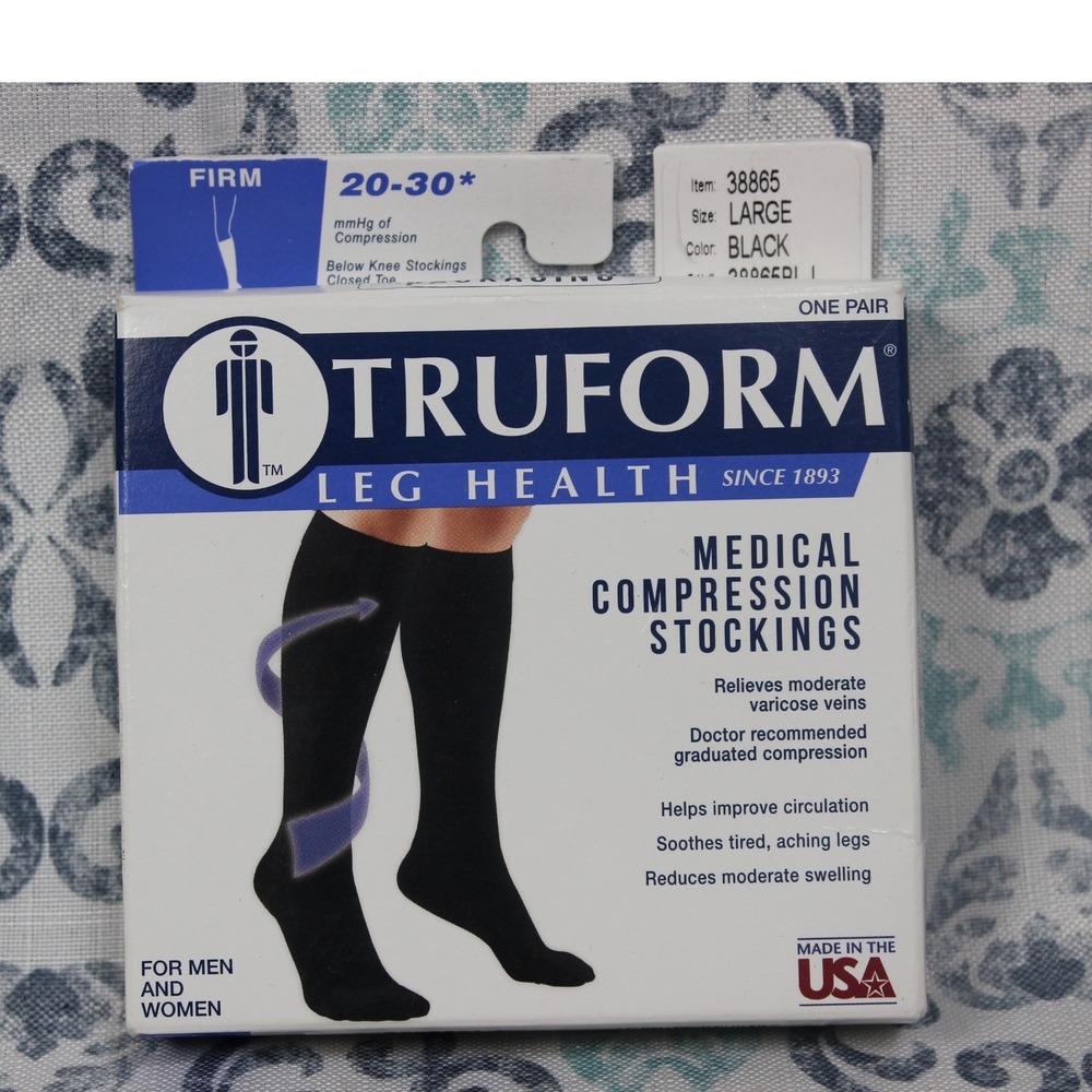 Truform Medical Compression Socks 20-30 mmHg Firm‎ Support Below Knee Large